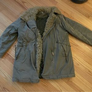 Women's Olive Green Fur-Lined Parka